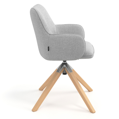 meeting room chair gray wooden swivel fabric upholstered armrests 3