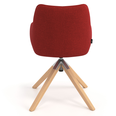 meeting room chair red wooden swivel fabric upholstered armrests 6