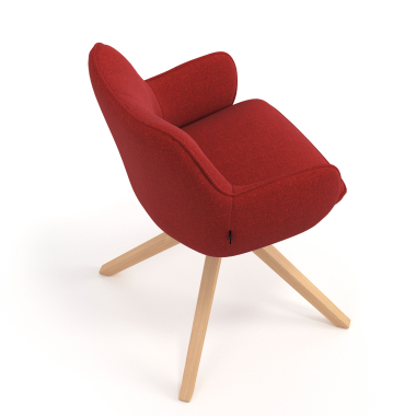 meeting room chair red wooden swivel fabric upholstered armrests 7