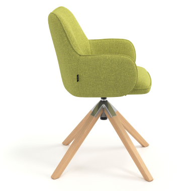 meeting room chair green wooden swivel fabric upholstered armrests 3