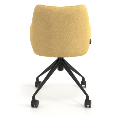 meeting room chair black yellow swivel with casters fabric upholstered armrests 6