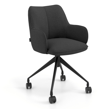 meeting room chair black anthracite swivel with casters fabric upholstered armrests 1