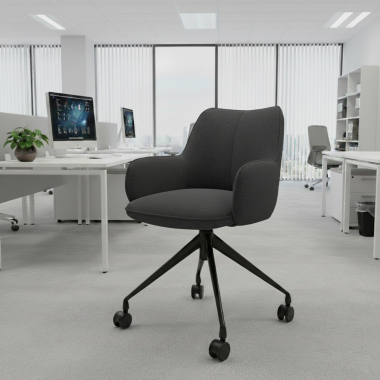 meeting room chair black anthracite swivel with casters fabric upholstered armrests 2