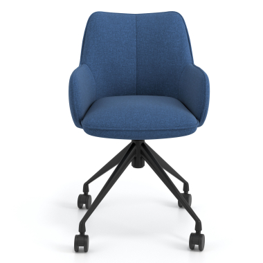 meeting room chair black blue swivel with casters fabric upholstered armrests 4