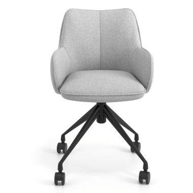 meeting room chair black gray swivel with casters fabric upholstered armrests 4