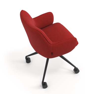 meeting room chair red swivel with casters fabric upholstered armrests 7