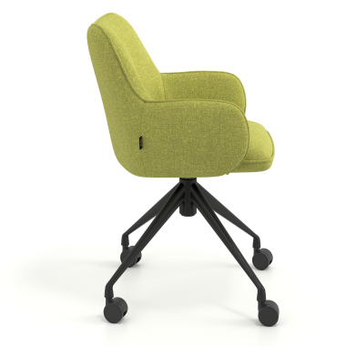 meeting room chair green swivel with casters fabric upholstered armrests 3