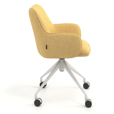 meeting room chair yellow swivel with casters fabric upholstered armrests 3