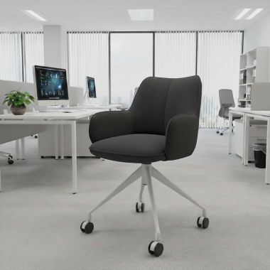 meeting room chair anthracite swivel with casters fabric upholstered armrests 2