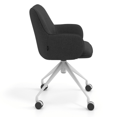 meeting room chair anthracite swivel with casters fabric upholstered armrests 3