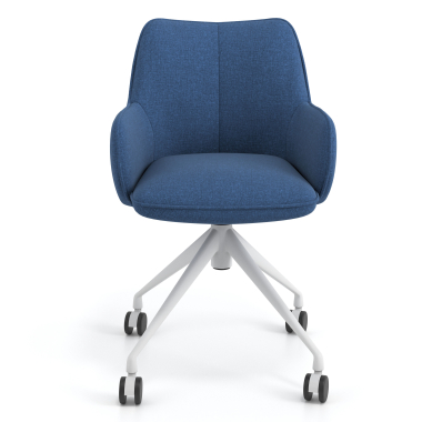 meeting room chair blue swivel with casters fabric upholstered armrests 4