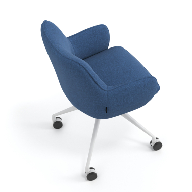 meeting room chair blue swivel with casters fabric upholstered armrests 7
