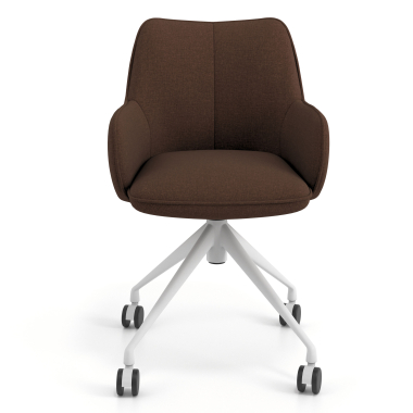 meeting room chair brown swivel with casters fabric upholstered armrests 4