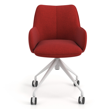 meeting room chair red swivel with casters fabric upholstered armrests 4