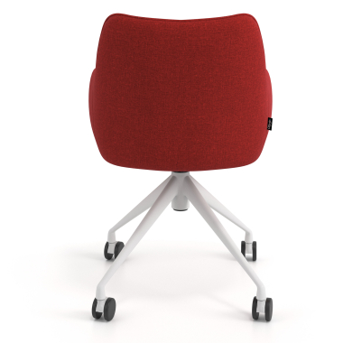 meeting room chair red swivel with casters fabric upholstered armrests 6