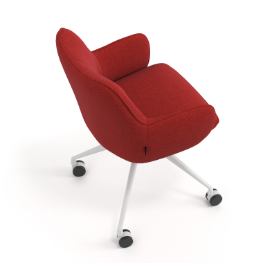 meeting room chair red swivel with casters fabric upholstered armrests 7