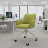 Meeting chair with castors Nora, aluminium base
