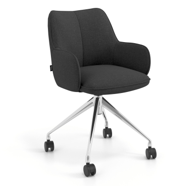 meeting room chair anthracite swivel with casters fabric upholstered armrests 1