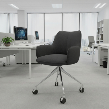 meeting room chair anthracite swivel with casters fabric upholstered armrests 2
