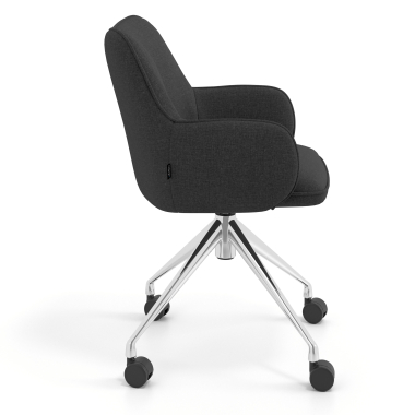 meeting room chair anthracite swivel with casters fabric upholstered armrests 3