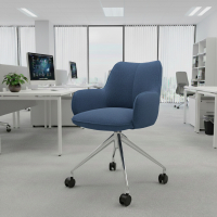 Meeting chair with castors Nora, aluminium base