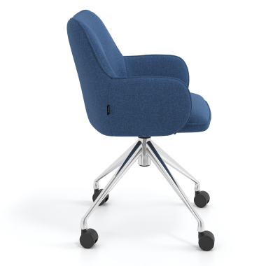 meeting room chair blue swivel with casters fabric upholstered armrests 3
