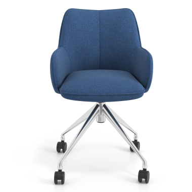 meeting room chair blue swivel with casters fabric upholstered armrests 4
