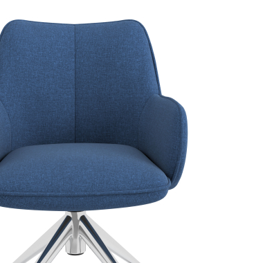 meeting room chair blue swivel with casters fabric upholstered armrests 5