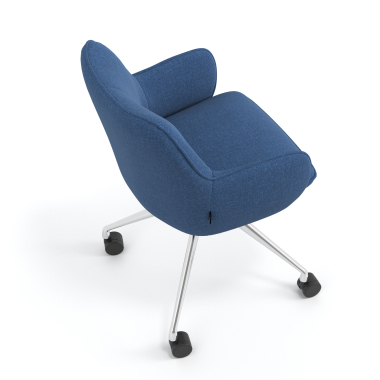 meeting room chair blue swivel with casters fabric upholstered armrests 7