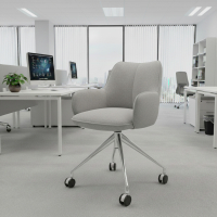 Meeting chair with castors Nora, aluminium base