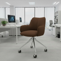 Meeting chair with castors Nora, aluminium base
