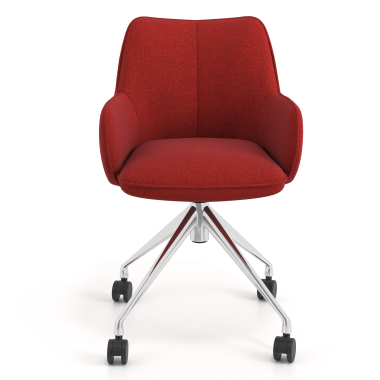 meeting room chair red swivel with casters fabric upholstered armrests 4