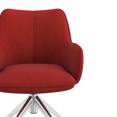 meeting room chair red swivel with casters fabric upholstered armrests 5