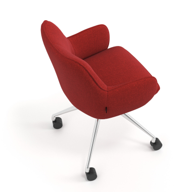 meeting room chair red swivel with casters fabric upholstered armrests 7