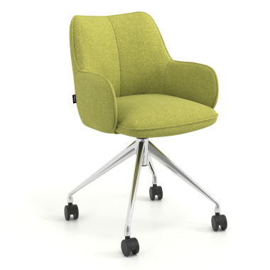 meeting room chair green swivel with casters fabric upholstered armrests 1