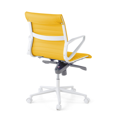 executive chair white yellow low back white frame synthetic leather fixed armrests 6