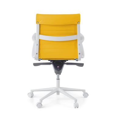 executive chair white yellow low back white frame synthetic leather fixed armrests 7