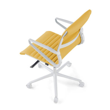 executive chair white yellow low back white frame synthetic leather fixed armrests 8