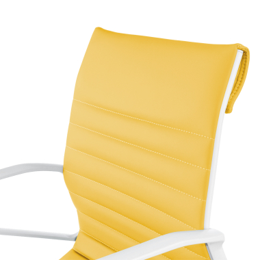 executive chair white yellow low back white frame synthetic leather fixed armrests 9