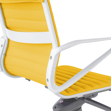 executive chair white yellow low back white frame synthetic leather fixed armrests 10