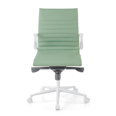 executive chair white green low back white frame synthetic leather fixed armrests 3