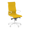 Office chair Design Cagliari, white structure, low back, faux leather