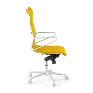 executive chair white yellow high back white frame synthetic leather fixed armrests 4