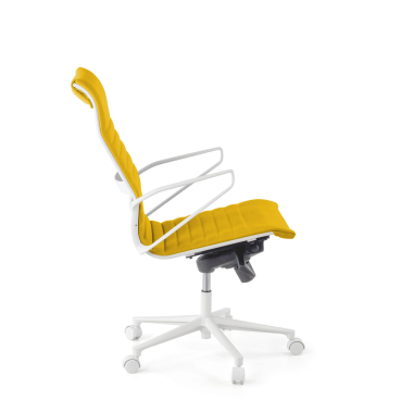 executive chair white yellow high back white frame synthetic leather fixed armrests 5