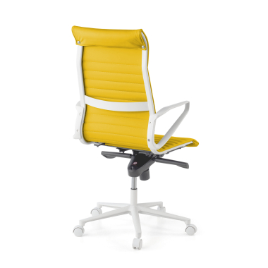 executive chair white yellow high back white frame synthetic leather fixed armrests 6