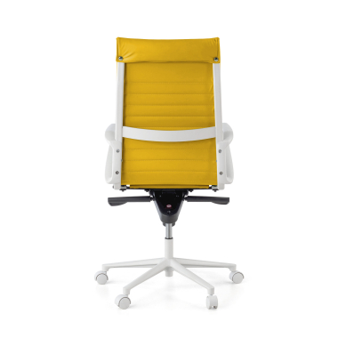 executive chair white yellow high back white frame synthetic leather fixed armrests 7
