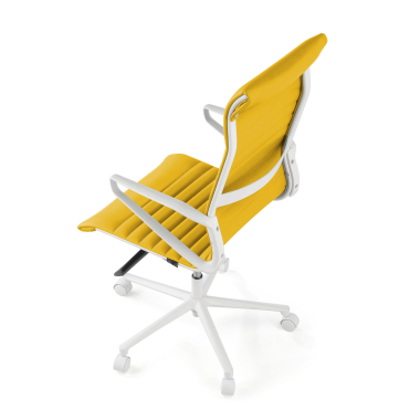 executive chair white yellow high back white frame synthetic leather fixed armrests 8