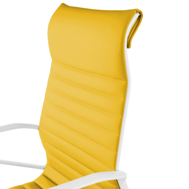 executive chair white yellow high back white frame synthetic leather fixed armrests 9