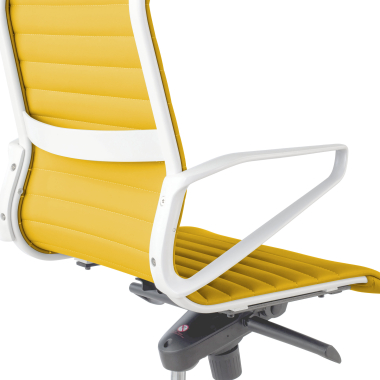 executive chair white yellow high back white frame synthetic leather fixed armrests 10