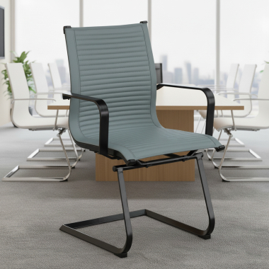 visitor chair gray black frame faux leather synthetic leather fixed armrests 2